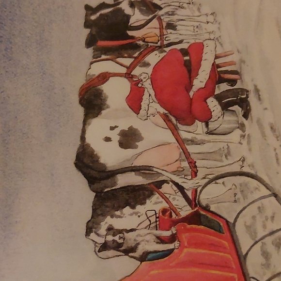 Christmas Picture of Santa's Sleigh & Holstein Cows - Picture 2 of 6